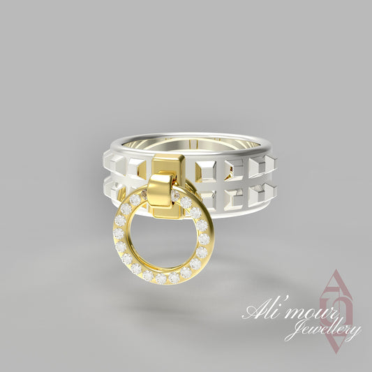 White Sapphire Doorknob Ring